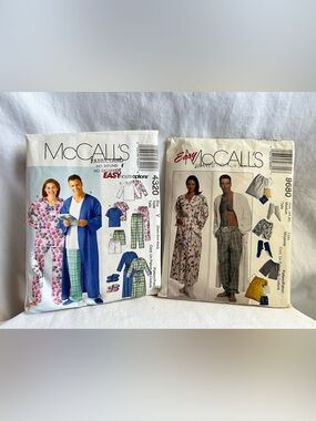 5/$20 McCall’s Sewing Pattern Lot 2 Pajamas Robe Sleepwear 4320 9680 Unisex